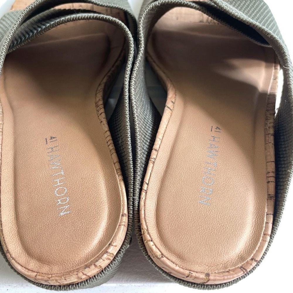41 Hawthorn Women's Green Stretch Knit Mule Cork Wedge Joyce Sandals Size 6 - Picture 8 of 10